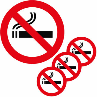 Bellatio Decorations Sticker verboden te roken - Set van 4x stuks - 10.5 x 10.5 cm vierkant - Niet roken - Verbodsbord