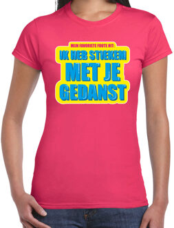 Bellatio Decorations Stiekem met je gedanst foute party shirt roze dames 2XL