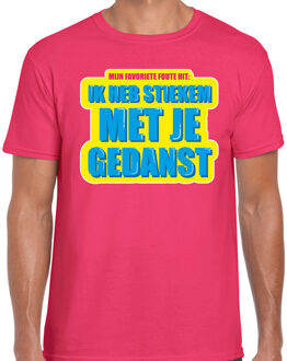 Bellatio Decorations Stiekem met je gedanst foute party shirt roze heren 2XL