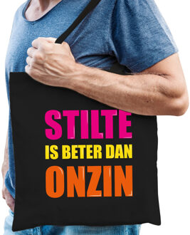 Bellatio Decorations Stilte is beter dan onzin cadeau tas zwart voor heren