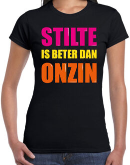 Bellatio Decorations Stilte is beter dan onzin fun tekst t-shirt zwart dames
