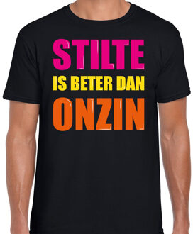 Bellatio Decorations Stilte is beter dan onzin fun tekst t-shirt zwart heren 2XL