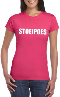 Bellatio Decorations Stoeipoes tekst t-shirt roze dames