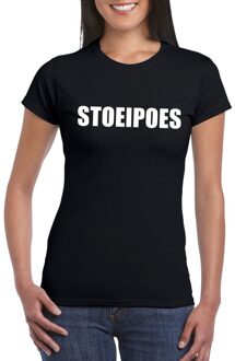 Bellatio Decorations Stoeipoes tekst - t-shirt - zwart - dames - sexy foute feestkleding