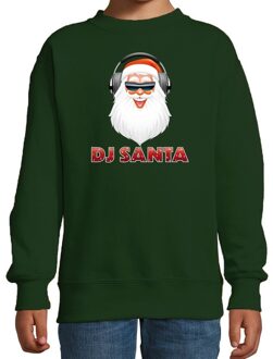 Bellatio Decorations Stoere kersttrui / kerstkleding groen DJ Santa / Kerstman voor kinderen 12-13 jaar (152/164) - kerst truien kind