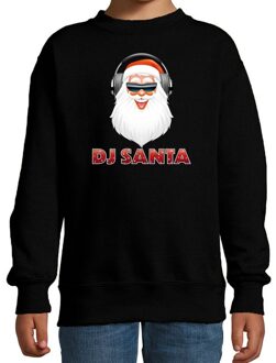 Bellatio Decorations Stoere kersttrui / kerstkleding zwart DJ Santa / Kerstman voor kinderen 12-13 jaar (152/164) - kerst truien kind