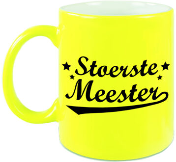 Bellatio Decorations Stoerste meester cadeau mok / beker neon geel 330 ml