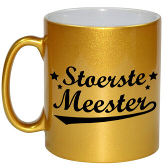 Bellatio Decorations Stoerste meester gouden beker / mok bedankt 330 ml - Meesterdag/einde schooljaar cadeau - feest mokken Goudkleurig