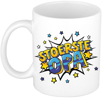 Bellatio Decorations Stoerste opa cadeau mok / beker wit met sterren 300 ml - feest mokken