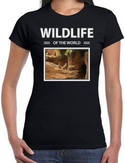 Bellatio Decorations Stokstaartje t-shirt met dieren foto wildlife of the world zwart voor dames