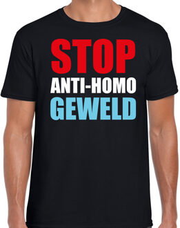 Bellatio Decorations Stop anti homo geweld demonstratie / protest t-shirt zwart voor heren M