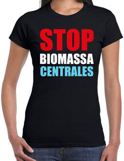 Bellatio Decorations Stop biomassa centrales demonstratie / protest t-shirt zwart voor dames 2XL