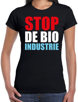 Bellatio Decorations Stop de bio industrie demonstratie / protest t-shirt zwart voor dames 2XL