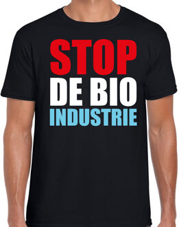 Bellatio Decorations Stop de bio industrie demonstratie / protest t-shirt zwart voor heren 2XL