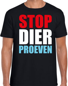 Bellatio Decorations Stop dier proeven demonstratie / protest t-shirt zwart voor heren 2XL