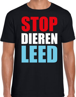 Bellatio Decorations Stop dieren leed demonstratie / protest t-shirt zwart voor heren 2XL