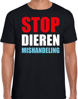 Bellatio Decorations Stop dieren mishandeling demonstratie / protest t-shirt zwart voor heren 2XL