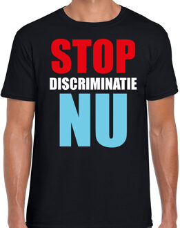 Bellatio Decorations Stop discriminatie NU demonstratie / protest t-shirt zwart voor heren L