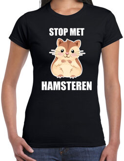 Bellatio Decorations Stop met hamsteren t-shirt zwart voor dames L