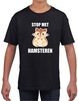 Bellatio Decorations Stop met hamsteren t-shirt zwart voor kinderen L (146-152)