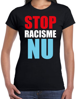 Bellatio Decorations Stop racisme NU demonstratie / protest t-shirt zwart voor dames XL