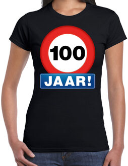 Bellatio Decorations Stopbord 100 jaar verjaardag t-shirt zwart voor dames 2XL