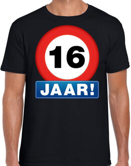 Bellatio Decorations Stopbord 16 jaar verjaardag t-shirt zwart voor heren 2XL