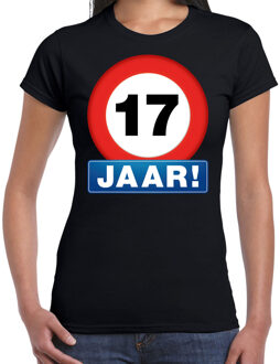 Bellatio Decorations Stopbord 17 jaar verjaardag t-shirt - zwart - dames - 17e verjaardag - Happy Birthday shirts / kleding L