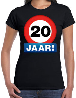 Bellatio Decorations Stopbord 20 jaar verjaardag t-shirt zwart voor dames 2XL