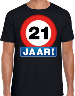 Bellatio Decorations Stopbord 21 jaar verjaardag t-shirt zwart voor heren 2XL