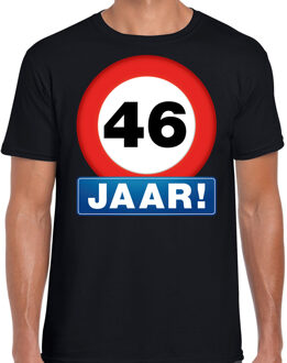 Bellatio Decorations Stopbord 46 jaar verjaardag t-shirt - zwart - heren - 46e verjaardag - Happy Birthday shirts / kleding XL