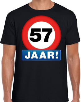 Bellatio Decorations Stopbord 57 jaar verjaardag t-shirt - zwart - heren - 57e verjaardag - Happy Birthday shirts / kleding 2XL