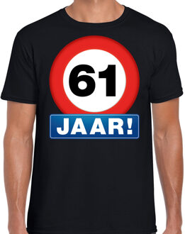 Bellatio Decorations Stopbord 61 jaar verjaardag t-shirt - zwart - heren - 61e verjaardag - Happy Birthday shirts / kleding 2XL