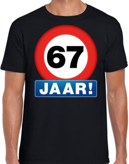 Bellatio Decorations Stopbord 67 jaar verjaardag t-shirt - zwart - heren - 67e verjaardag - Happy Birthday shirts / kleding L