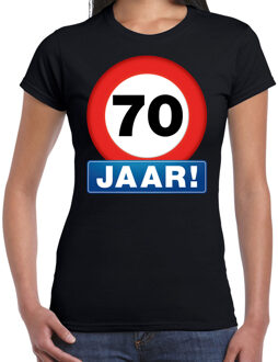 Bellatio Decorations Stopbord 70 jaar verjaardag t-shirt zwart voor dames 2XL