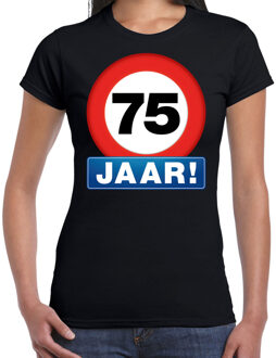 Bellatio Decorations Stopbord 75 jaar verjaardag t-shirt - zwart - dames - 75e verjaardag - Happy Birthday shirts / kleding XS