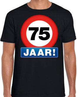 Bellatio Decorations Stopbord 75 jaar verjaardag t-shirt - zwart - heren - 75e verjaardag - Happy Birthday shirts / kleding 2XL