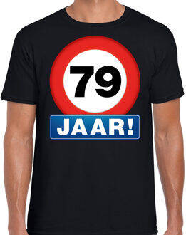Bellatio Decorations Stopbord 79 jaar verjaardag t-shirt - zwart - heren - 79e verjaardag - Happy Birthday shirts / kleding XL