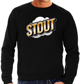 Bellatio Decorations Stout fun tekst sweater voor heren zwart in 3D effect 2XL