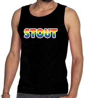 Bellatio Decorations Stout gay pride tanktop/mouwloos shirt zwart voor heren 2XL