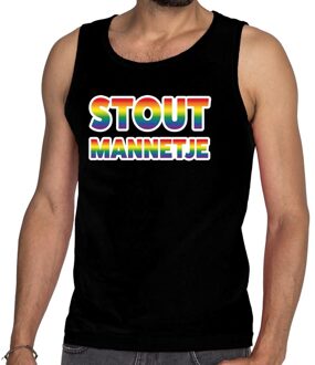 Bellatio Decorations Stout mannetje gay pride tanktop/mouwloos shirt zwart heren 2XL