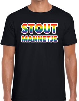 Bellatio Decorations Stout mannetje regenboog gay pride shirt zwart voor heren 2XL