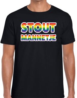 Bellatio Decorations Stout mannetje regenboog gay pride shirt zwart voor heren