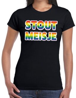 Bellatio Decorations Stout meisje gay pride t-shirt zwart voor dames 2XL