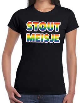 Bellatio Decorations Stout meisje gay pride t-shirt zwart voor dames