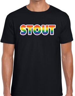 Bellatio Decorations Stout regenboog gay pride shirt zwart voor heren 2XL