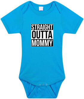 Bellatio Decorations Straight outta mommy geboorte cadeau / kraamcadeau romper blauw voor babys / jongens