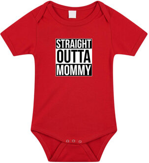 Bellatio Decorations Straight outta mommy geboorte cadeau / kraamcadeau romper rood voor babys 56 (1-2 maanden)