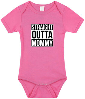 Bellatio Decorations Straight outta mommy geboorte cadeau / kraamcadeau romper roze voor babys / meisjes