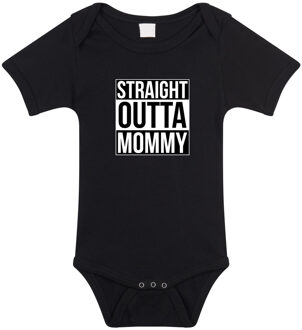 Bellatio Decorations Straight outta mommy geboorte cadeau / kraamcadeau romper zwart voor babys 68 (4-6 maanden)